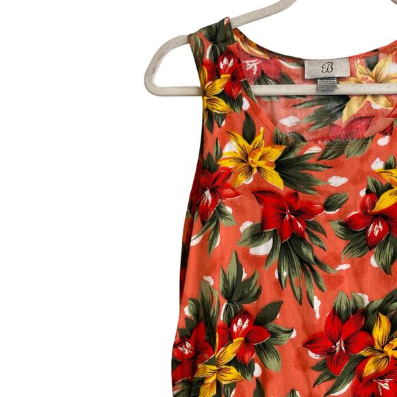 Vintage 80s Pink Yellow Hawaiian Floral Flowing Rayon Sheath Sundress Sz Medium - Picture 9 of 16